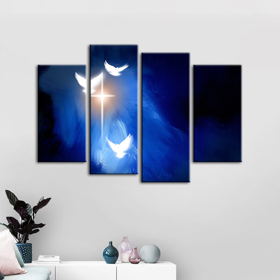 Glänzende Tauben, 4-teiliges Leinwandbild