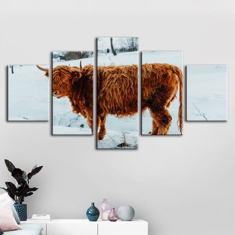 5-teilige Curly Haired Cow - Leinwand Wandkunst Gemälde