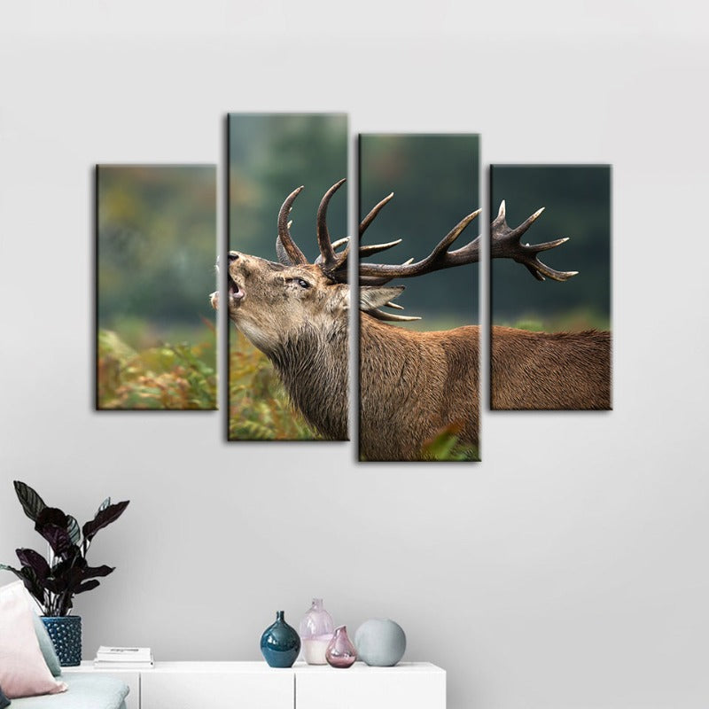 4 Stück Blökende Elch - Leinwand Wandkunst Malerei | Brehn