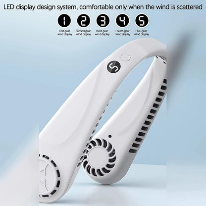 Tragbare Nackenventilatoren - Tragbarer 5-Gang Nackenventilator USB wiederaufladbarer Nackenband schaufelloser Kühler | Brehn