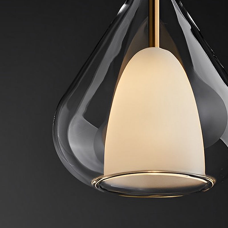 Industrielle Pendelleuchte mit Doppelglas und Regentropfen-Design - Kleine Hängelampe für Esszimmer und Küche, modernes minimalistisches Design | Brehn