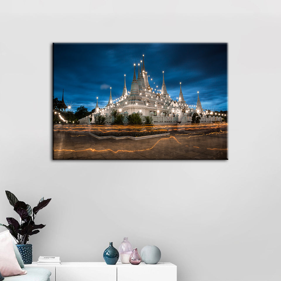 Schöne Tempel Nachtzeit - Leinwand Wandkunst Gemälde