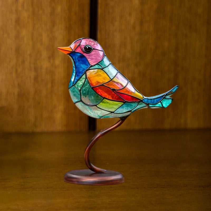 Vögel auf Ästen Gefärbte Acrylornamente, Doppelseitiger Mehrfarbiger Stil | Brehn