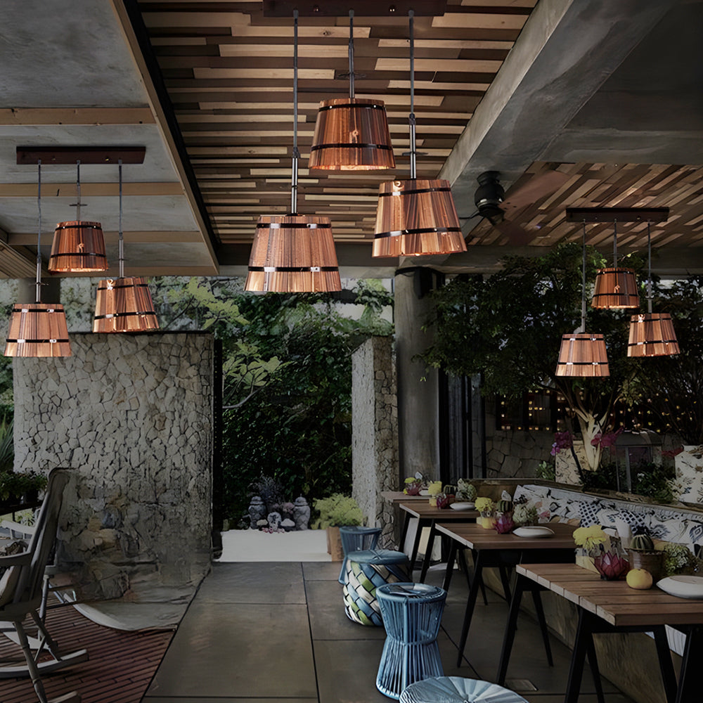 Brehn | BucketGlow Pendelleuchte - Holz Eimer Pendellampe für eine gemütliche Bar
