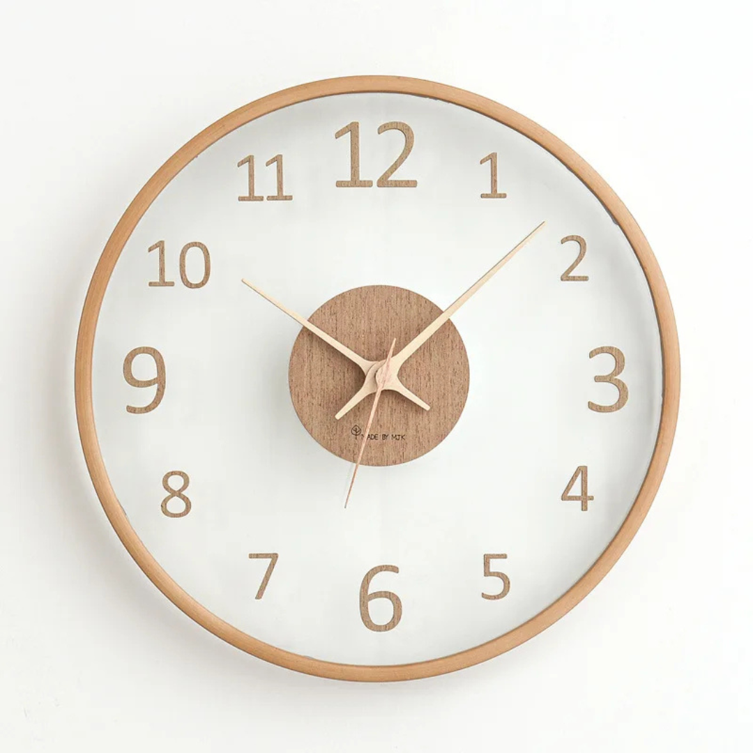 Brehn | Stilvolle Holzwanduhr aus Glas