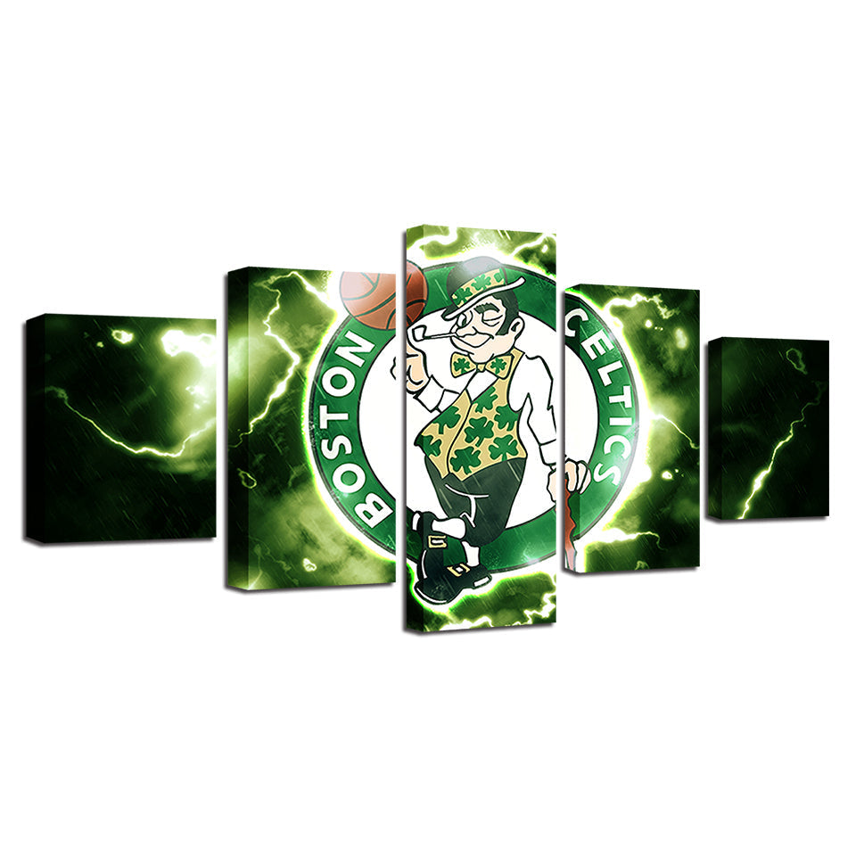 Elektrisierende Boston Celtics 5-Teiliges - Leinwand Wandkunst Gemälde