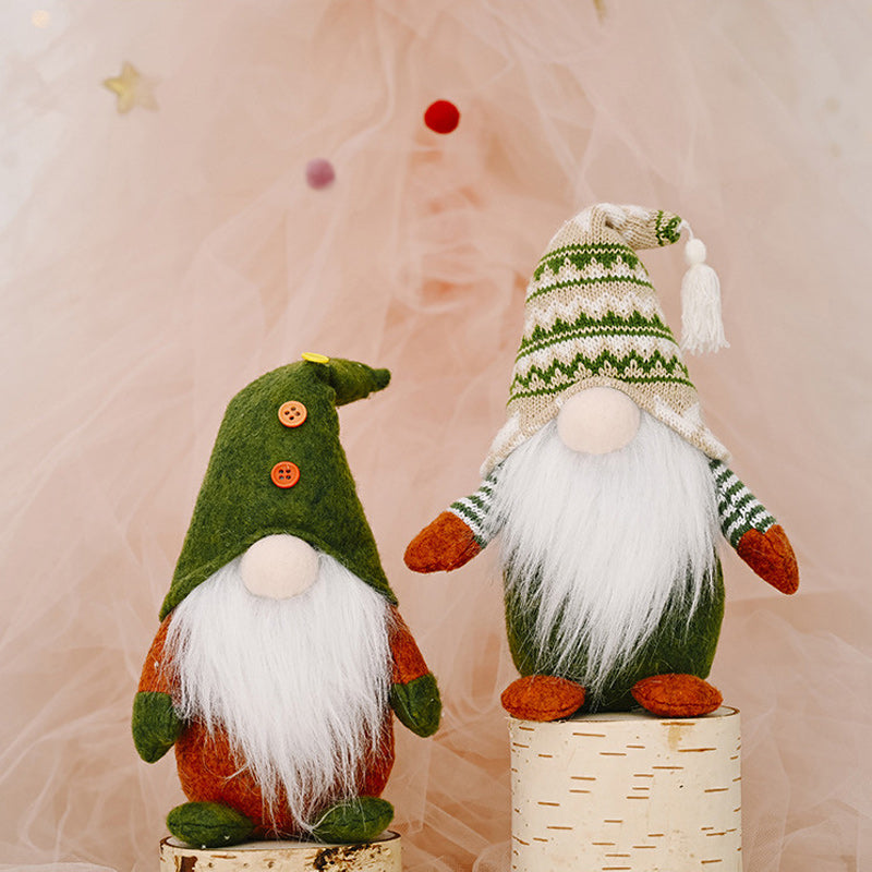 Brehn | Weihnachtsgrüne gesichtslose alte Mann-Elfenfigur