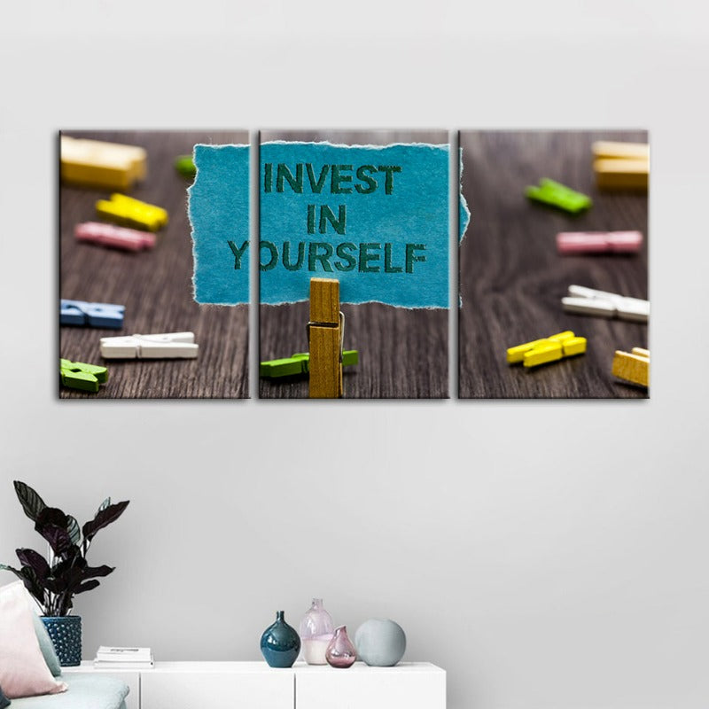 Investiere in dich selbst - Canvas Wandkunst Gemälde 3 Teile
