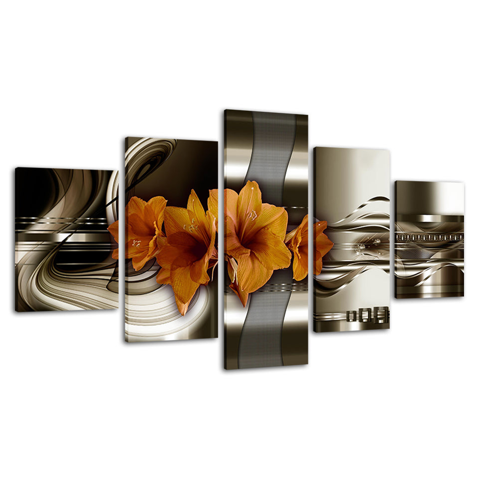 Desaturierte Amaryllis 5 Stück - Leinwand Wandkunst Gemälde