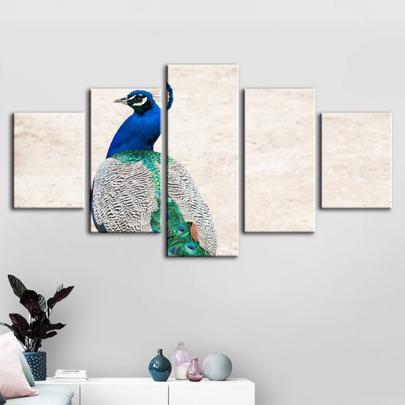 5-teiliges Rock-elegantes Pfau - Leinwand Wandkunstmalerei