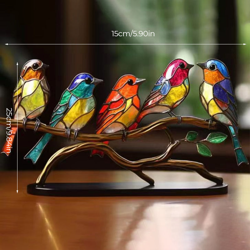 Vögel auf Ästen Gefärbte Acrylornamente, Doppelseitiger Mehrfarbiger Stil | Brehn