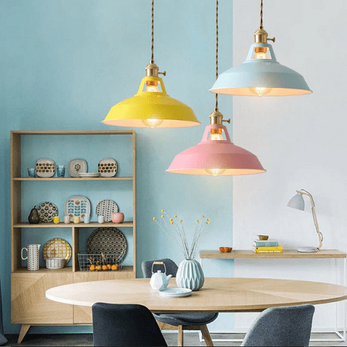Brehn | Vintage Pastellpendelleuchte - Metallische Eleganz - Sanfte Atmosphäre