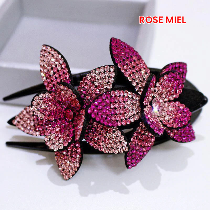 Doppelte Blüten-Strass-Haarnadel | Brehn