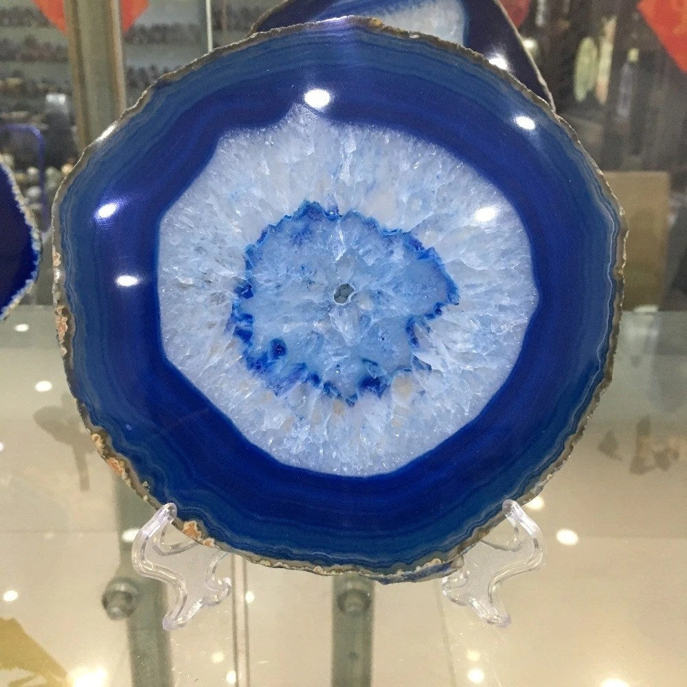 Blaue Achatkristallscheibe