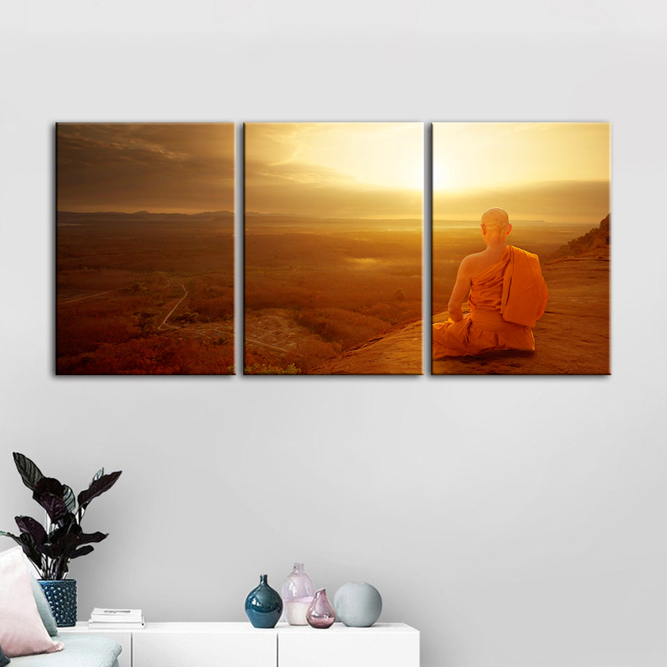 Warmer Morgen, 3-teiliges Leinwandbild