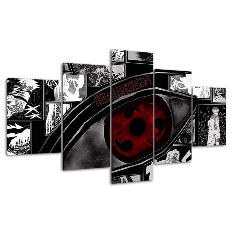 Naruto Sharingan Anime - 5-teiliges Leinwandbild