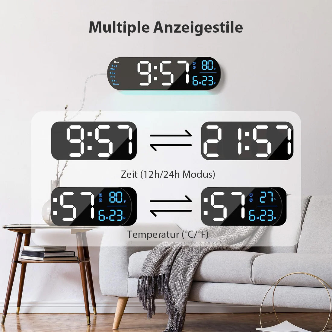 Saker Multifunktionsuhr mit LED-Anzeige | Brehn