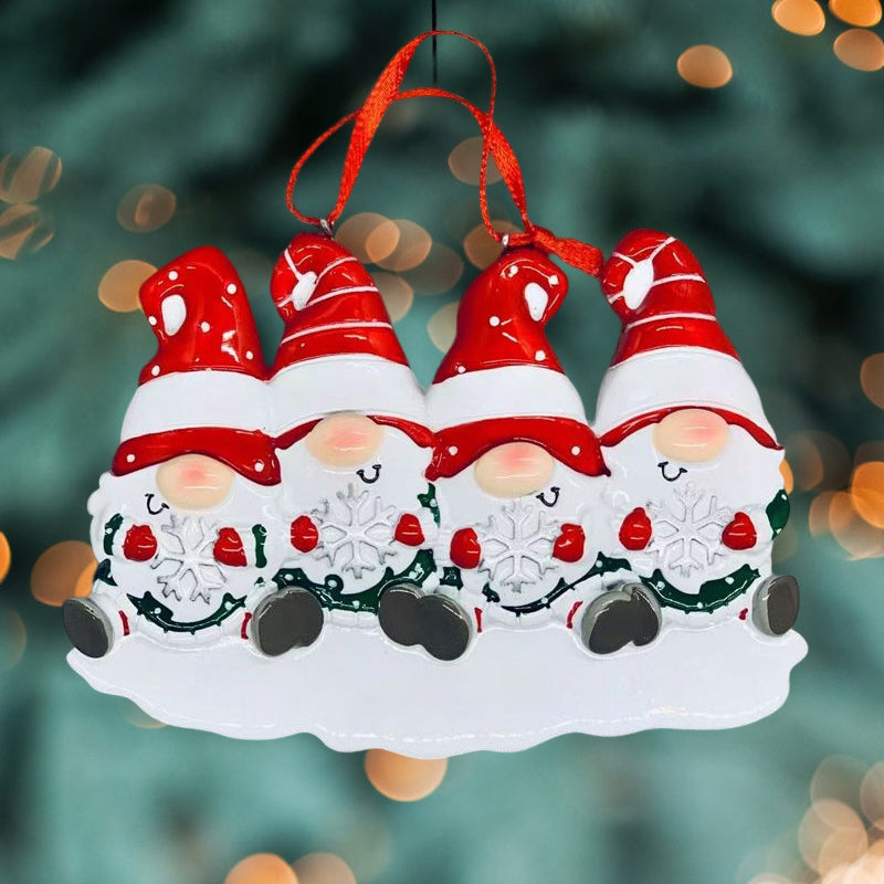 Brehn | 4 Namen-Anpassbare Familien-Weihnachts Weihnachtsbaumdekoration Ornament mit Namen-Zwerge Familie