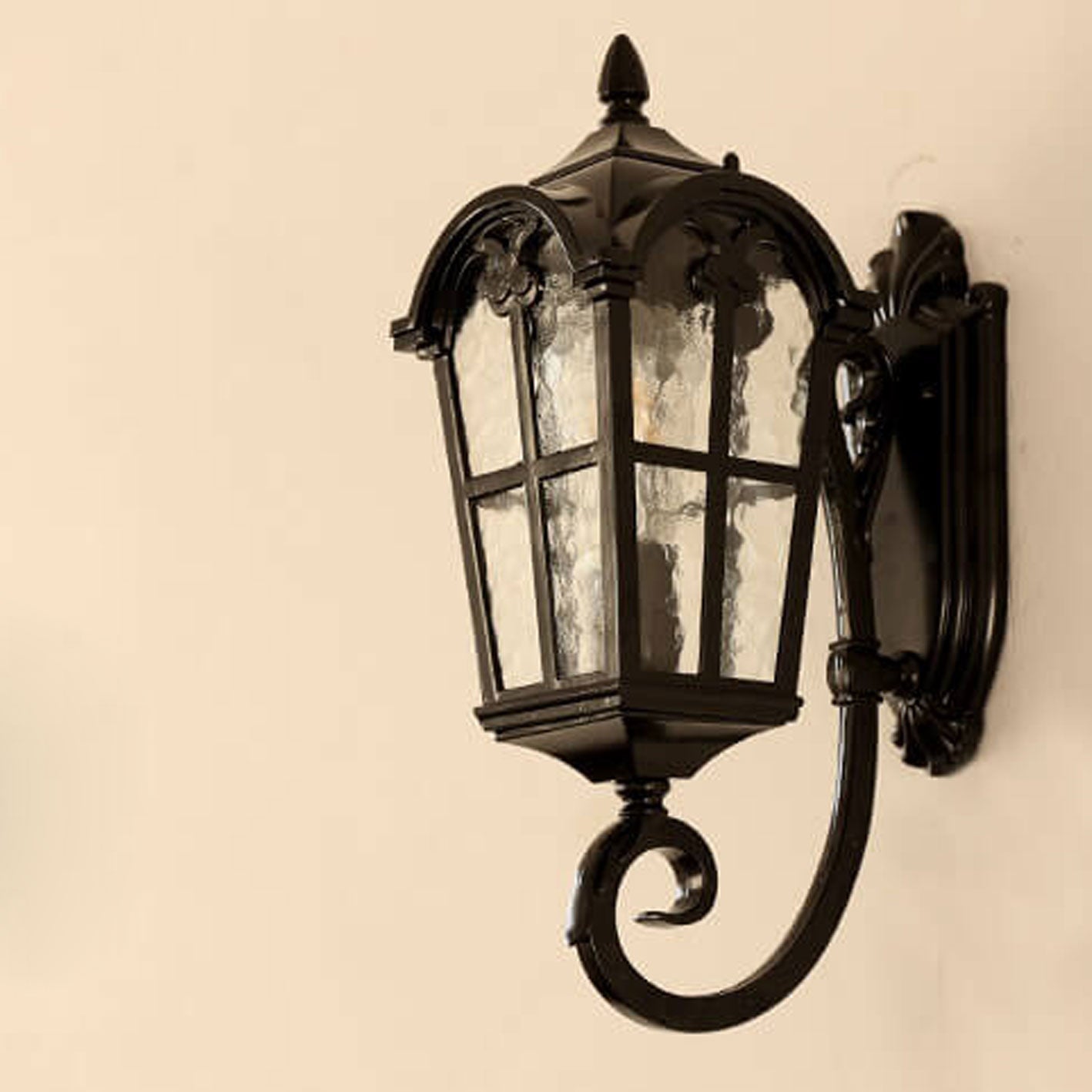 Europäische Retro-Glas-Aluminium-Laterne Außen wasserdicht 1-Licht-Wandleuchte Lampe | Brehn