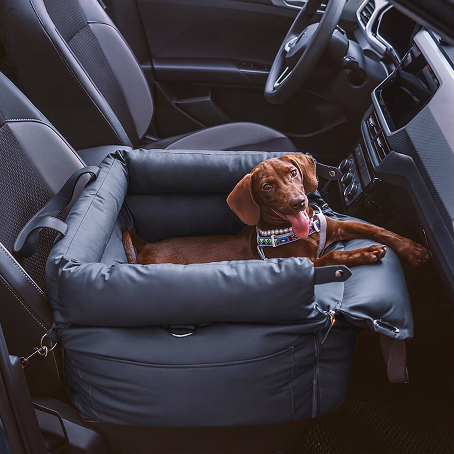 Faux-Leder Hunde Booster Bett – Stylisch, Sicher und Bequem | Brehn