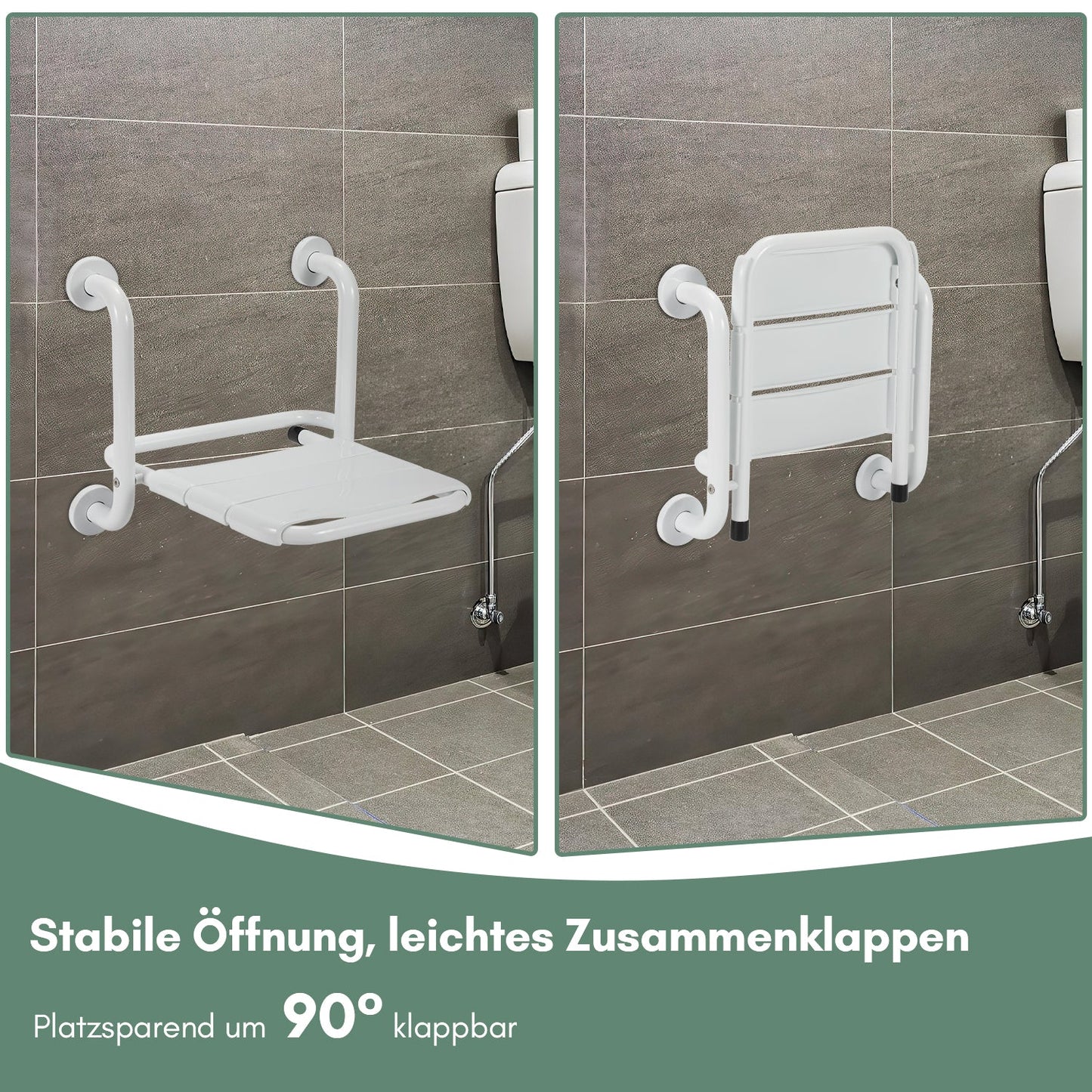 Duschklappsitz Klappbar mit Armlehnen Wandmontage | Brehn