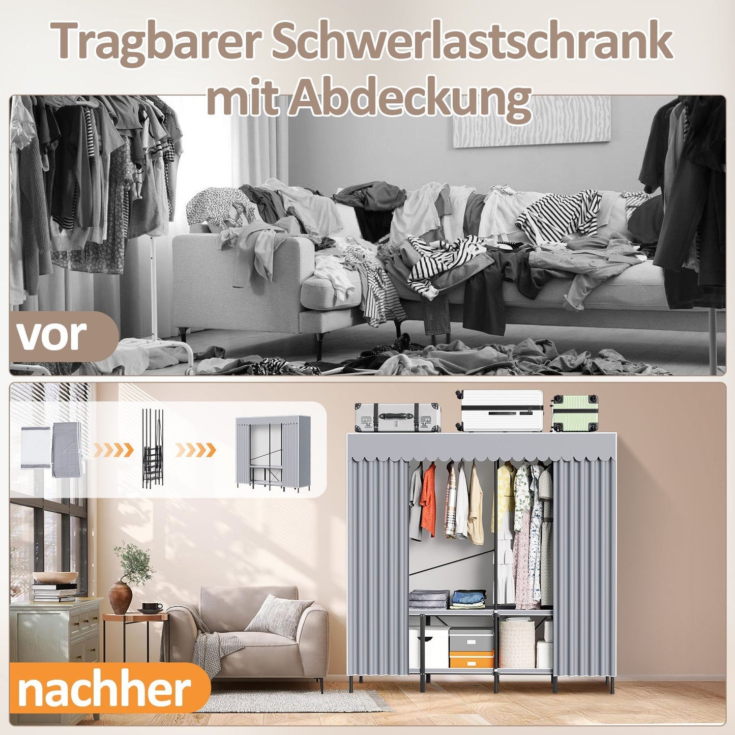 Klappbarer Kleiderschrank Schlafzimmerschrank | Brehn