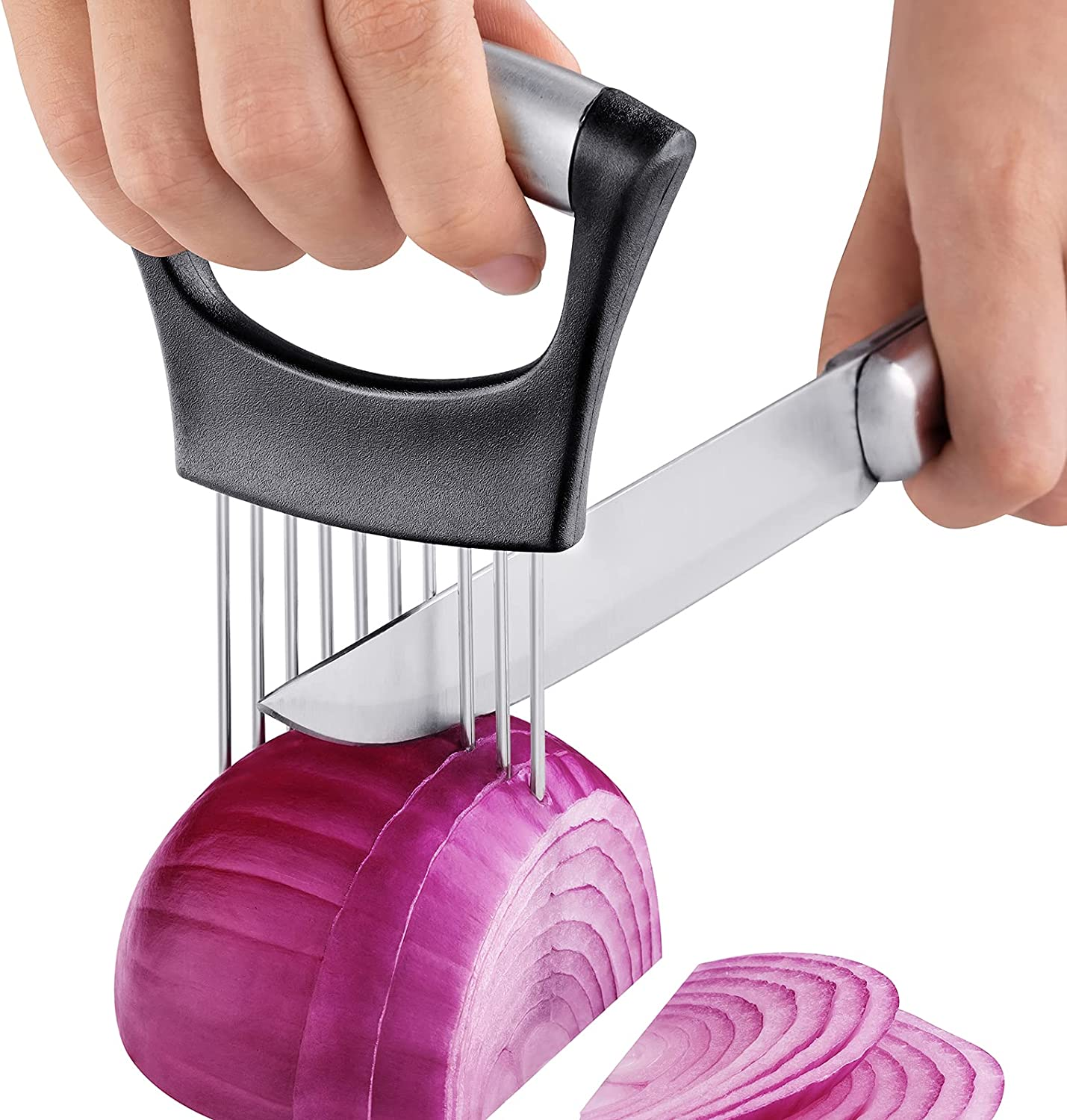 Edelstahl Zwiebel Cutter Halter, Lebensmittel Schneider Assistent Tomatenschneider Halter | Brehn