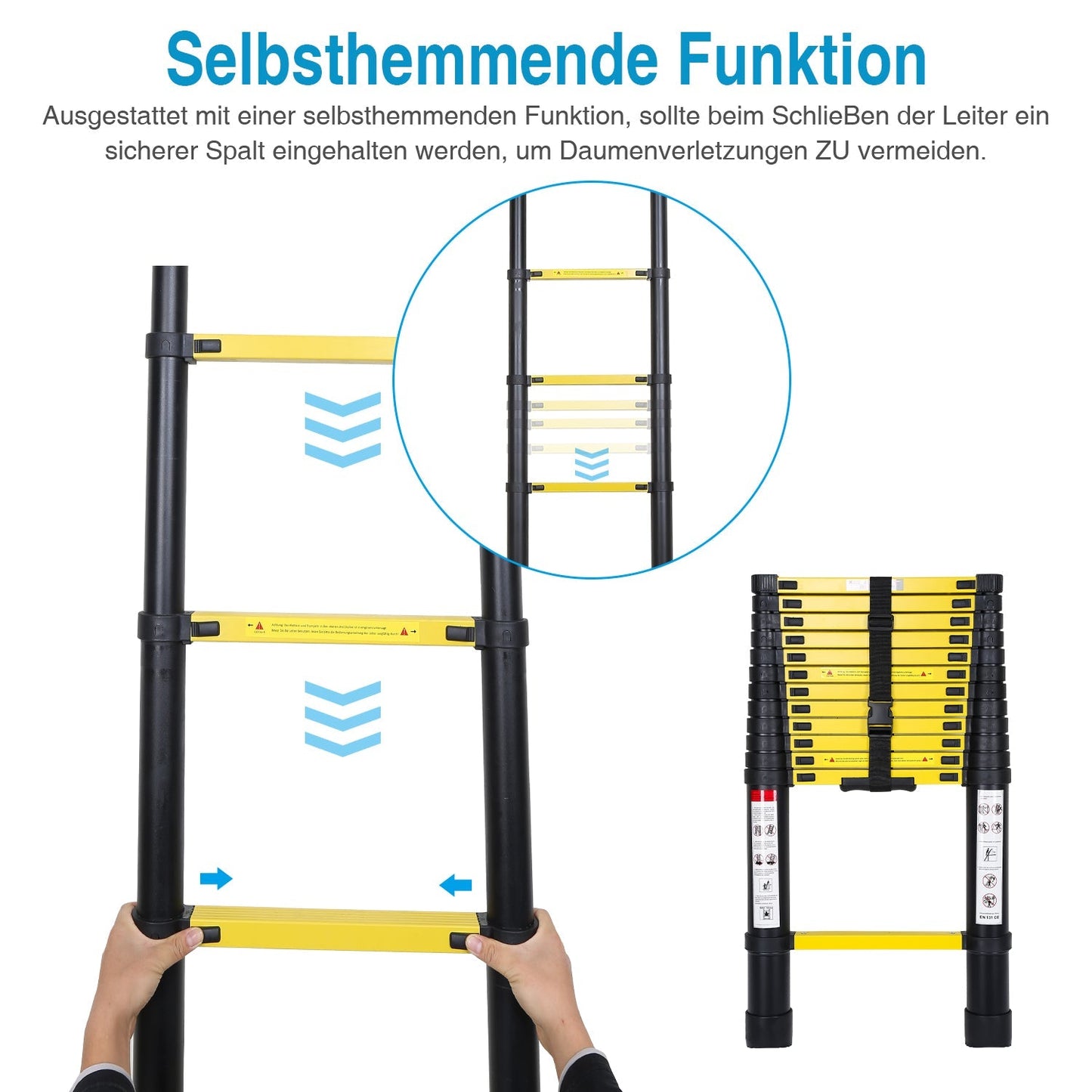 Teleskopleiter Aluminium mit Abnehmbarem Haken | Brehn