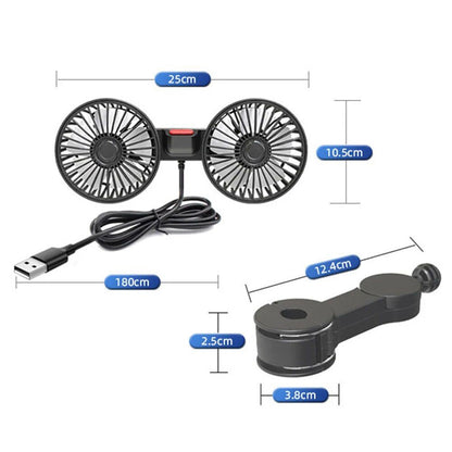 Dual Head USB Auto Ventilator mit 360° Rotation für 12V/24V Fahrzeuge | Brehn