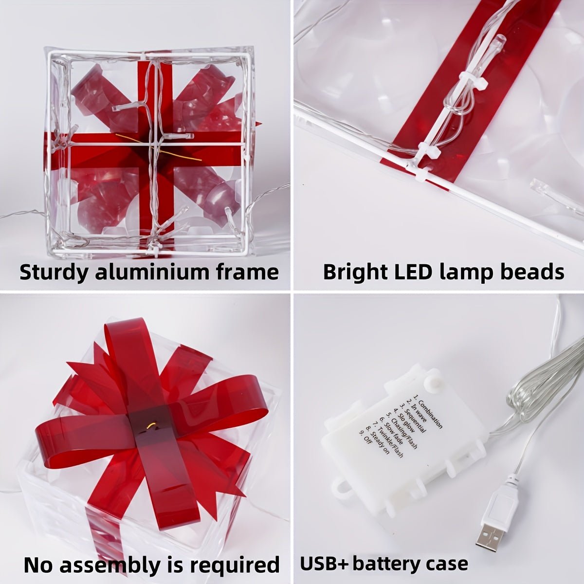 Brehn | Leuchtende Geschenke - Set aus 3 beleuchteten Boxen - Weihnachtsdekoration für drinnen und draußen