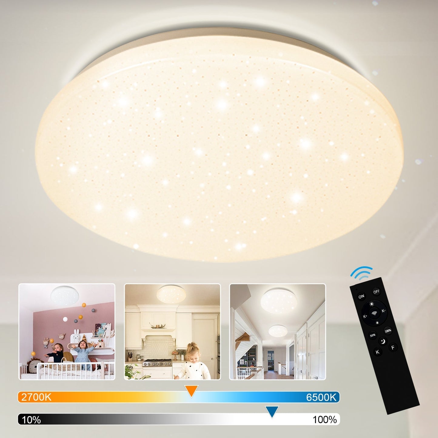 24W LED Deckenleuchte Dimmbar mit Sternenhimmel-Effekt | Brehn