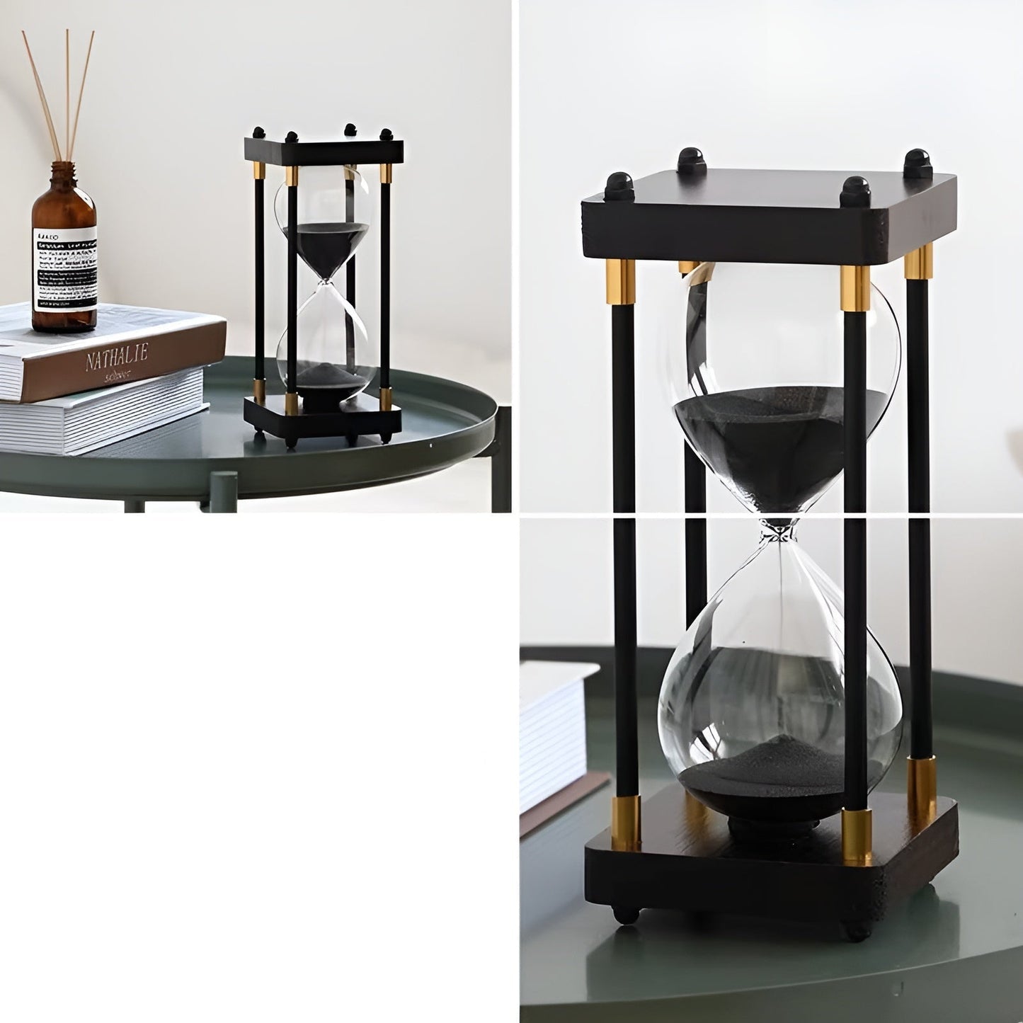 Kostenlose 60-Minuten-Sanduhr – Kreatives, dekoratives Retro-Design in Brehnack | Metallrahmen mit kratzfestem Boden