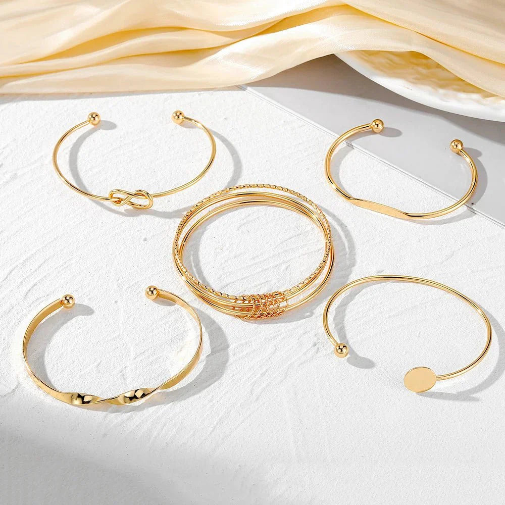 Brehn | 5 Stück Twist Bangle Armband Stapel