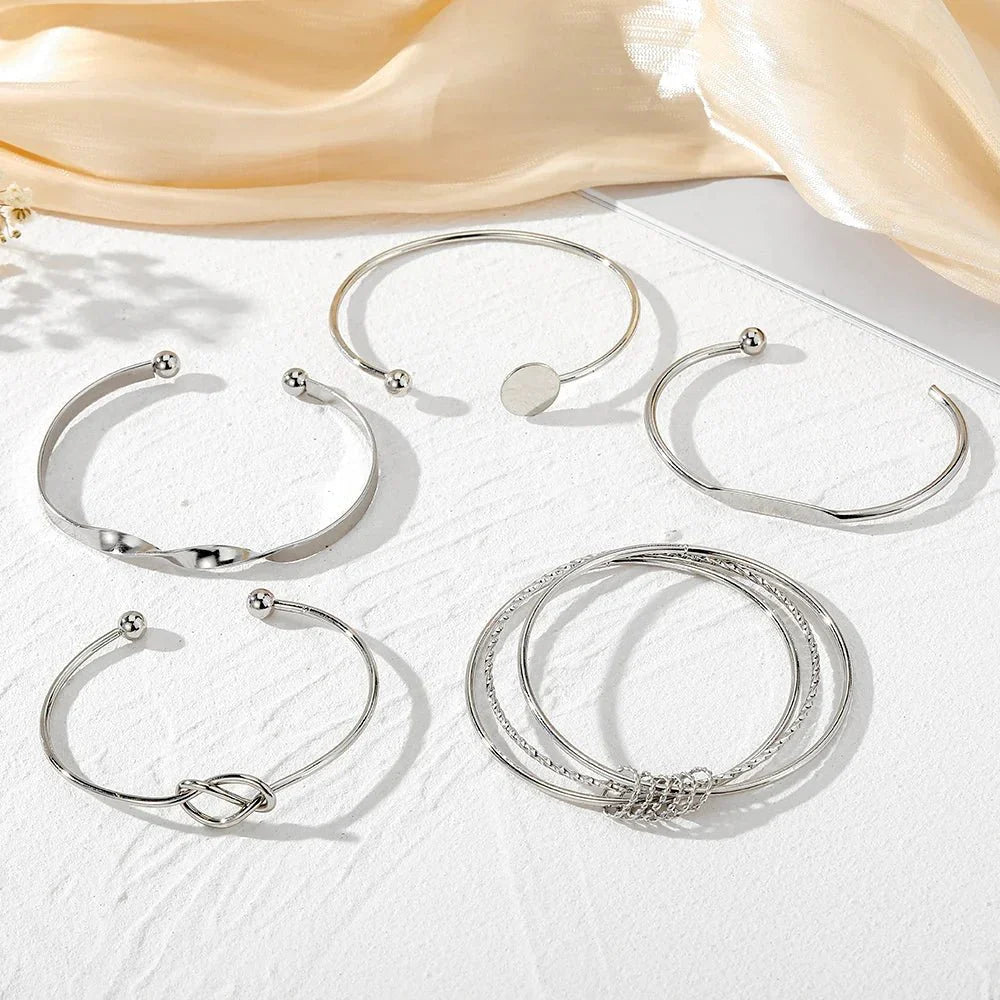 Brehn | 5 Stück Twist Bangle Armband Stapel