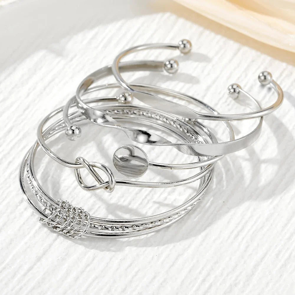 Brehn | 5 Stück Twist Armreif Stapel