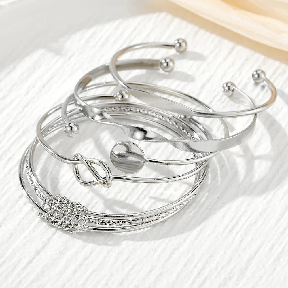 Brehn | 5 Stück Twist Bangle Armband Stapel