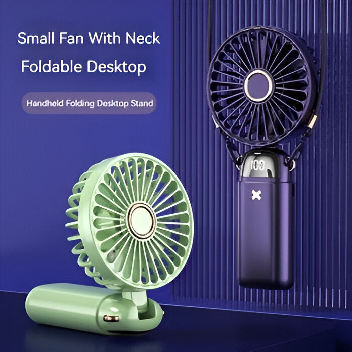 Wiederaufladbarer Handheld Mini Ventilator | 5-Geschwindigkeits, 90-Grad verstellbar & leise für Büro, Zuhause & Außenbereich | Brehn