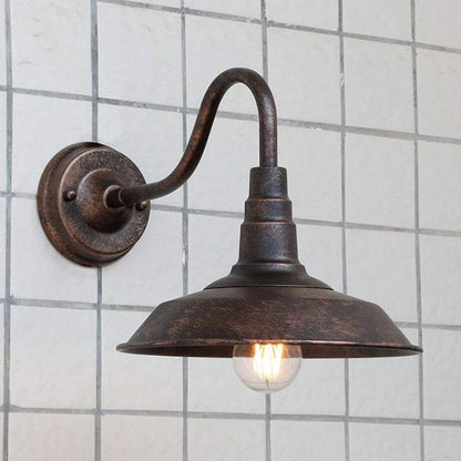 1 Glühbirne Eisen Wandlicht Rustikales Schwarz Finish Scheune Nachttisch Wandlampe mit Gänsehälse Arm | Brehn