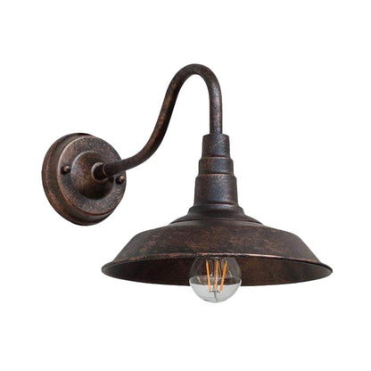 1 Glühbirne Eisen Wandlicht Rustikales Schwarz Finish Scheune Nachttisch Wandlampe mit Gänsehälse Arm | Brehn