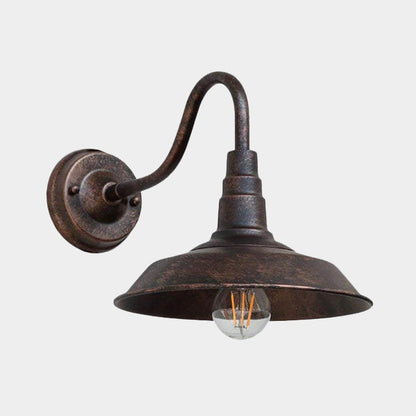 1 Glühbirne Eisen Wandlicht Rustikales Schwarz Finish Scheune Nachttisch Wandlampe mit Gänsehälse Arm | Brehn