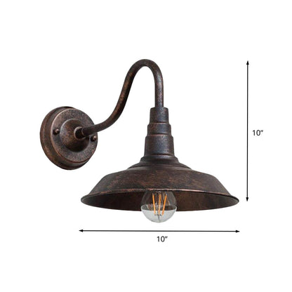 1 Glühbirne Eisen Wandlicht Rustikales Schwarz Finish Scheune Nachttisch Wandlampe mit Gänsehälse Arm | Brehn