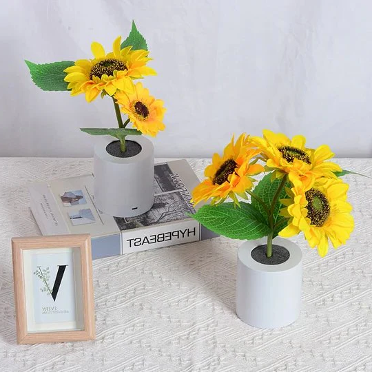 Sonnenblumenlampe – Künstliche Sonnenblume im Topf mit LED-Beleuchtung – Geschenkidee zum Valentinstag, Muttertag und Geburtstag