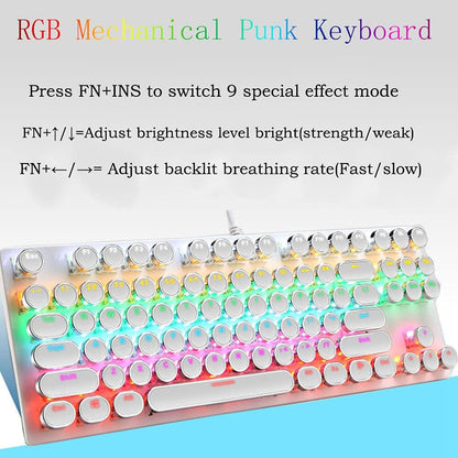 Mechanische Gaming-Tastatur mit 87 Tasten, RGB-Hintergrundbeleuchtung und blauen Schaltern