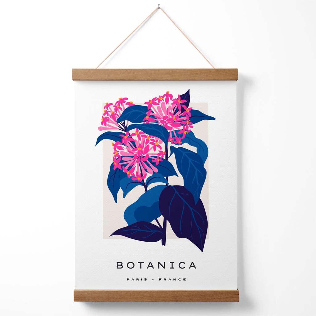 Galerieplakat mit blau-rosa Kornblumenmarkt, inklusive Aufhänger