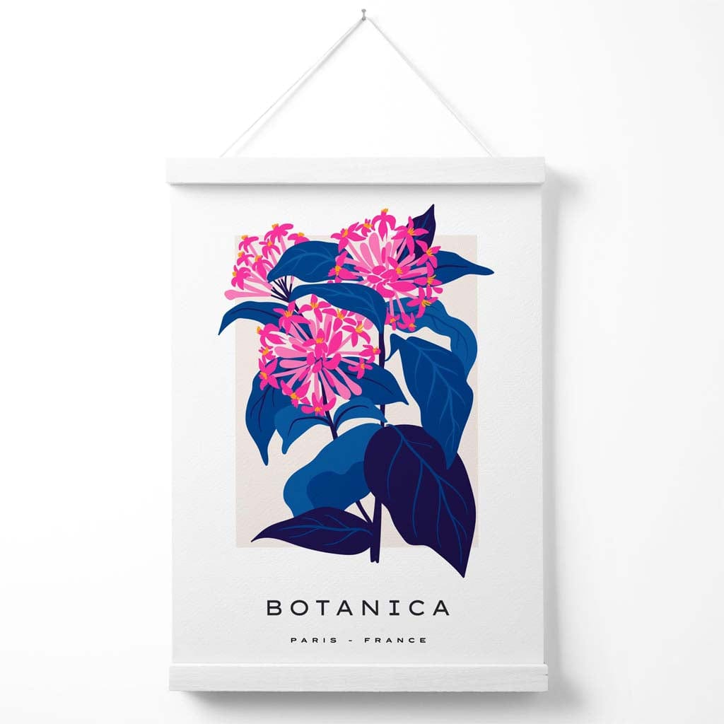 Galerieplakat mit blau-rosa Kornblumenmarkt, inklusive Aufhänger