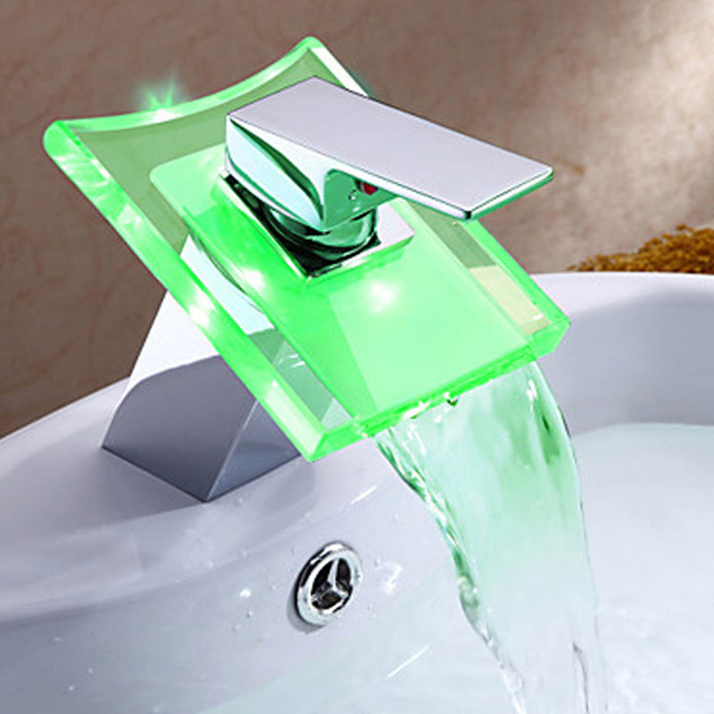 Brehn | 1-Hebel Waschtischarmatur 1-Loch Kupfer Waschbeckenarmatur mit LED-Beleuchtung