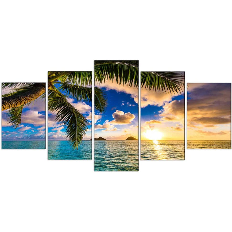 5-teiliges Strand Sonnenuntergang Leinwand Wandkunst Gemälde