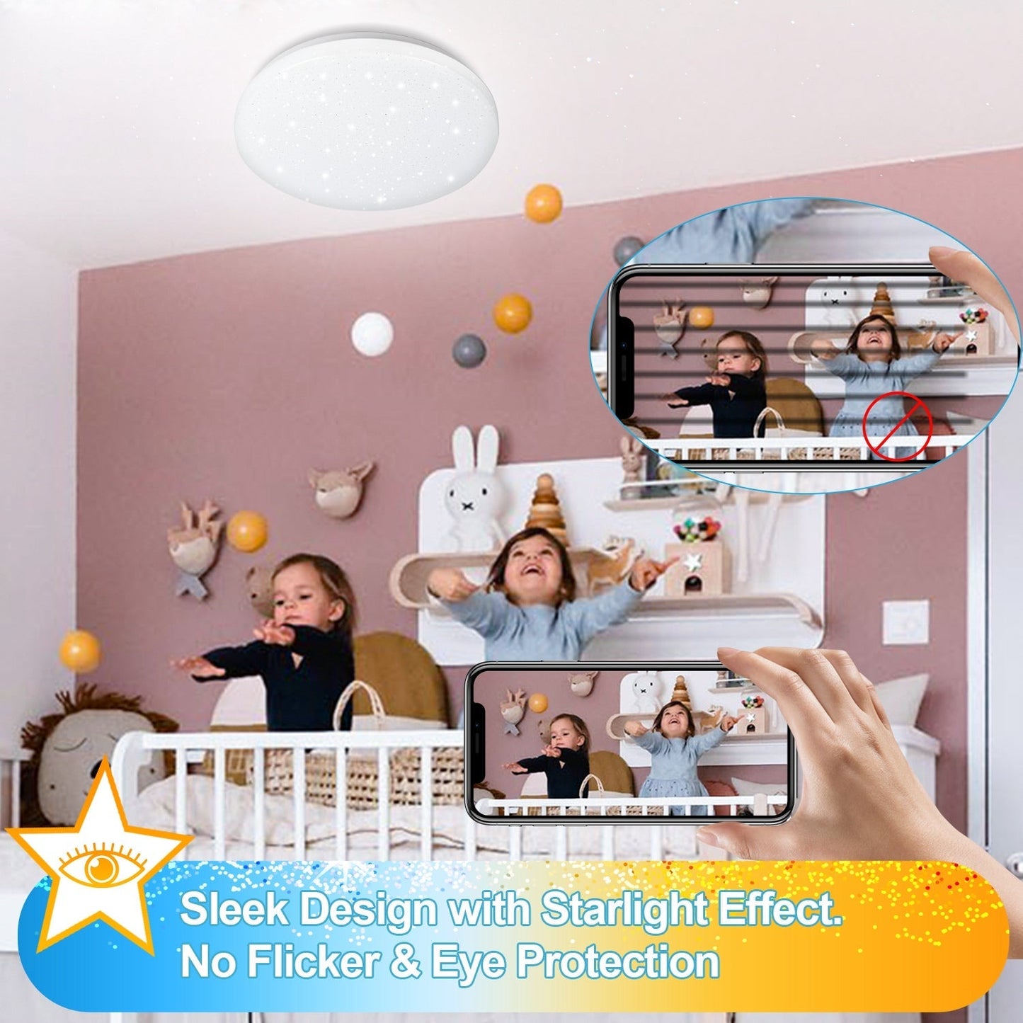 24W LED Deckenleuchte Dimmbar mit Sternenhimmel-Effekt | Brehn