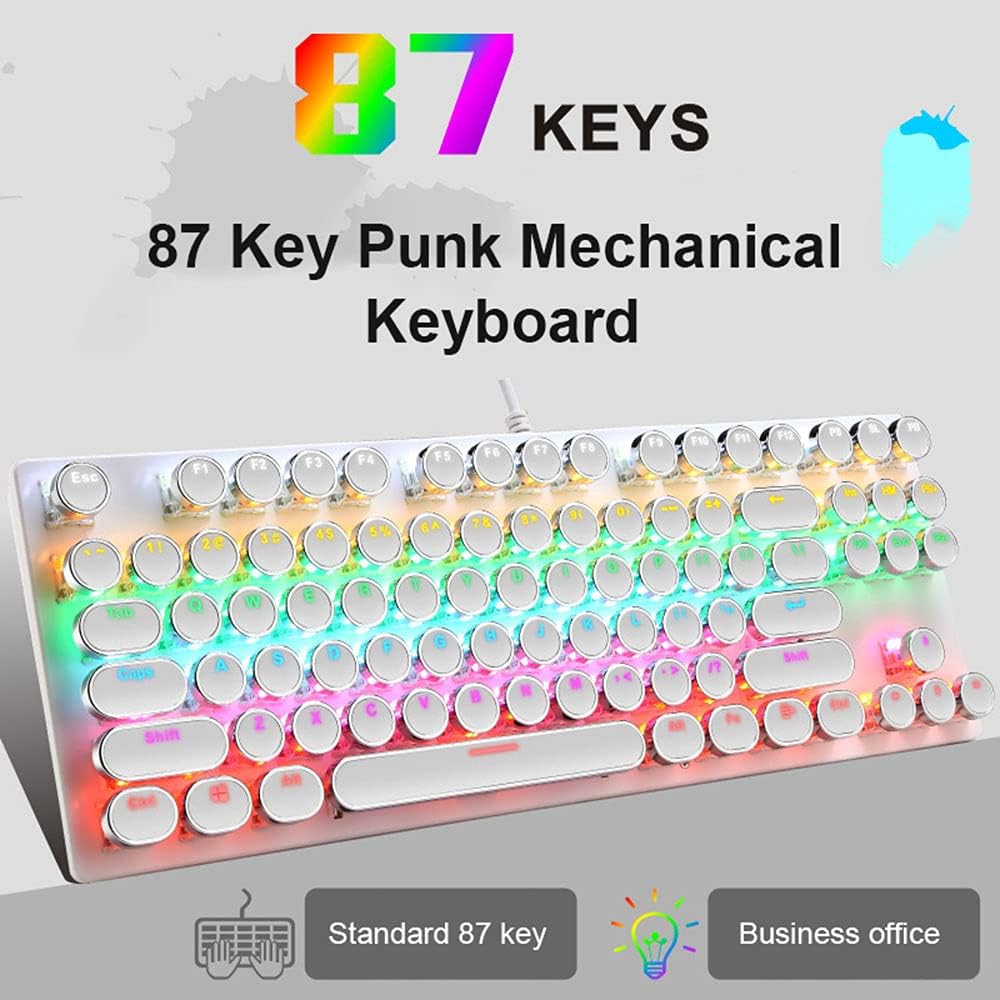 Mechanische Gaming-Tastatur mit 87 Tasten, RGB-Hintergrundbeleuchtung und blauen Schaltern