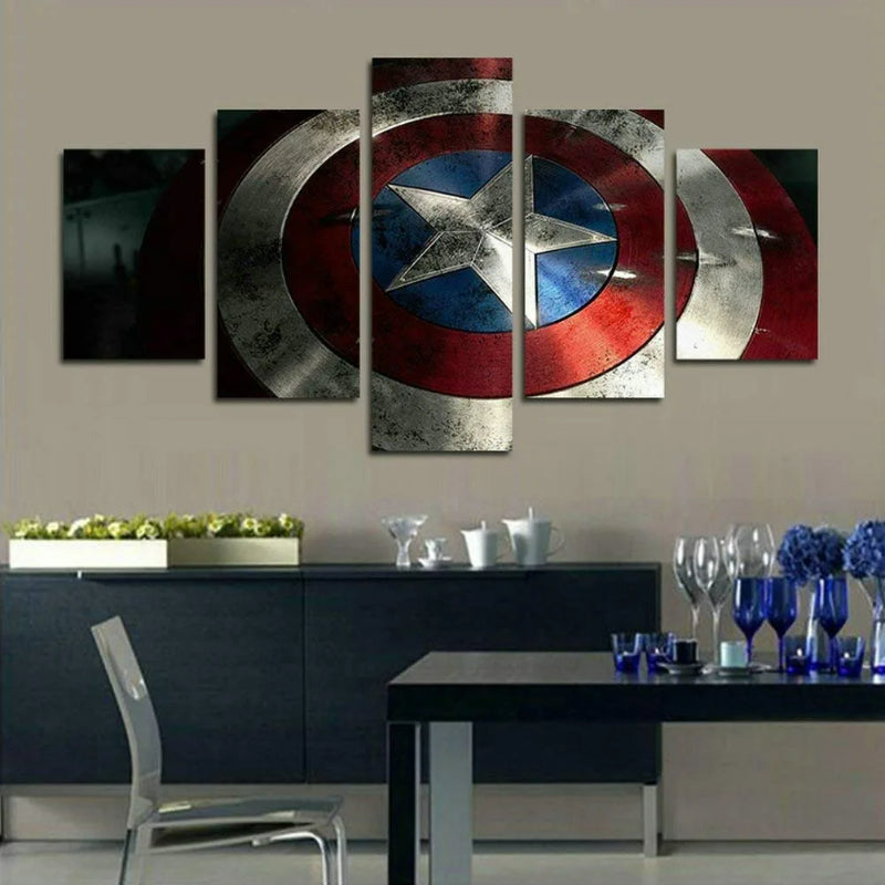Set mit 5 Captain America Schild-Wandbildern